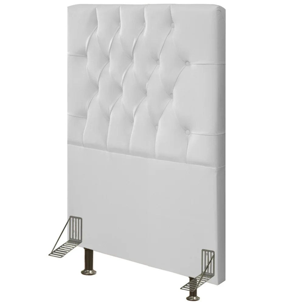Cabeceira Cama Box Solteiro 90cm Diamante Sintético Branco Z51 - Mpozenato