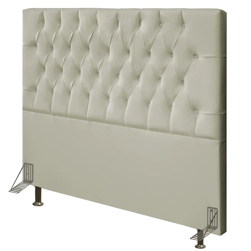 Cabeceira Cama Box Casal 140cm Diamante Sintético Bege Z51 - Mpozenato