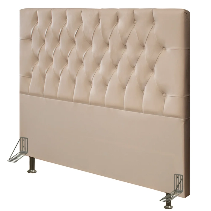 Cabeceira Cama Box Casal 140cm Diamante Veludo Bege Z51 - Mpozenato