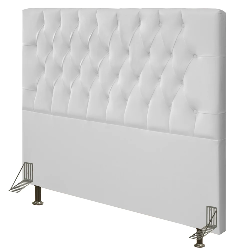 Cabeceira Cama Box Casal Queen 160cm Diamante Sintético Branco Z51 - Mpozenato