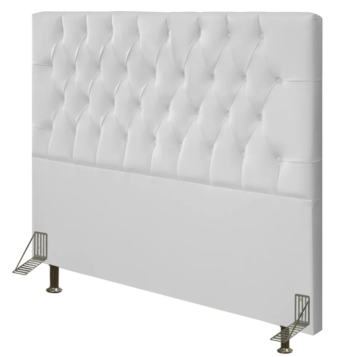 Cabeceira Cama Box Casal Queen 160cm Diamante Sintético Branco Z51 - Mpozenato