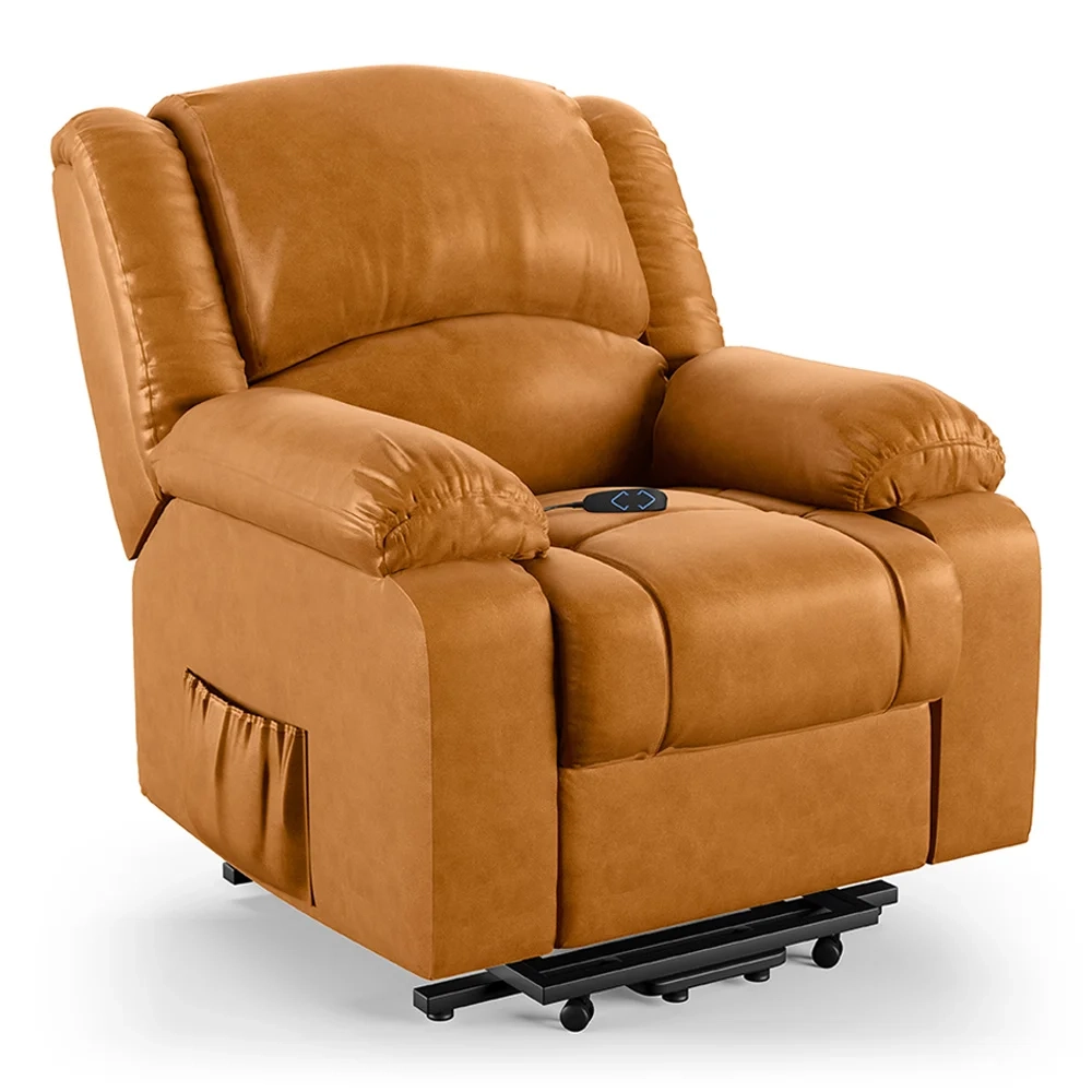 Poltrona do Papai Reclinável Pietra Elevação Lift Elétrico FH9 PU Whisky - Mpozenato