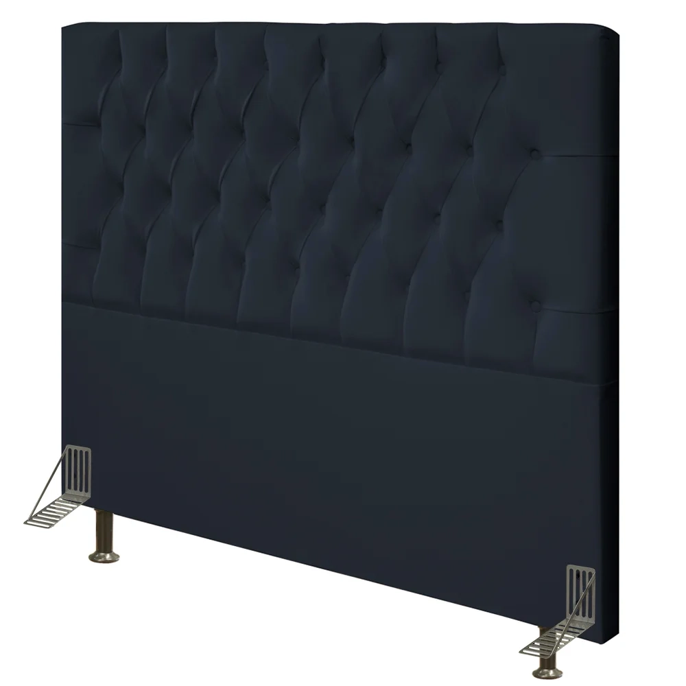Cabeceira Cama Box Casal King 195cm Diamante Veludo Preto Z51 - Mpozenato