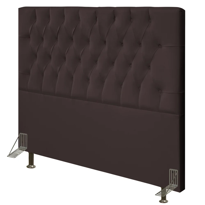Cabeceira Cama Box Casal King 193cm Diamante Sintético Marrom Z51 - Mpozenato