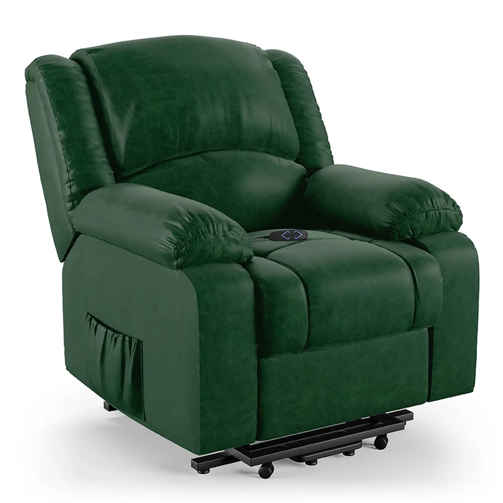 Poltrona do Papai Reclinável Pietra Elevação Lift Elétrico FH9 PU Verde Musgo - Mpozenato