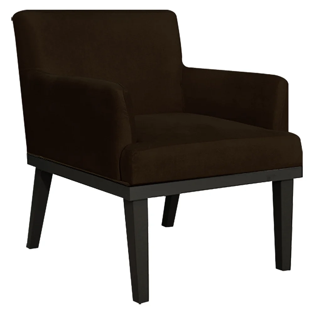Poltrona Decorativa Sala de Estar e Recepção Vitória W01 Suede Marrom - Mpozenato