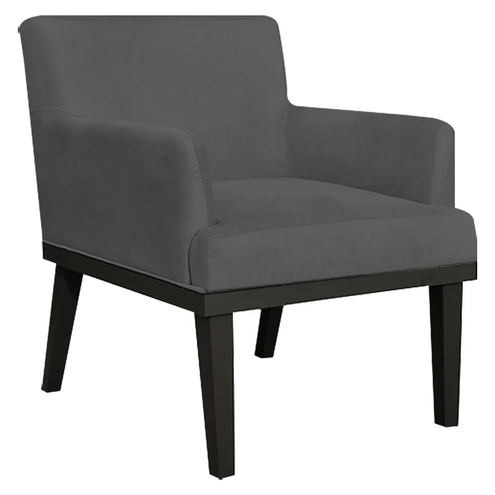 Poltrona Decorativa Sala de Estar e Recepção Vitória W01 Suede Cinza - Mpozenato