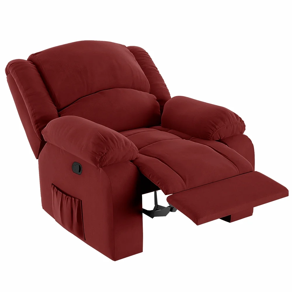 Poltrona do Papai Reclinável Pietra Zero Wall FH9 Veludo Vermelho - Mpozenato