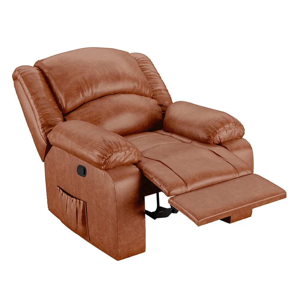 Poltrona do Papai Reclinável Pietra Zero Wall FH9 PU Caramelo Brilho - Mpozenato