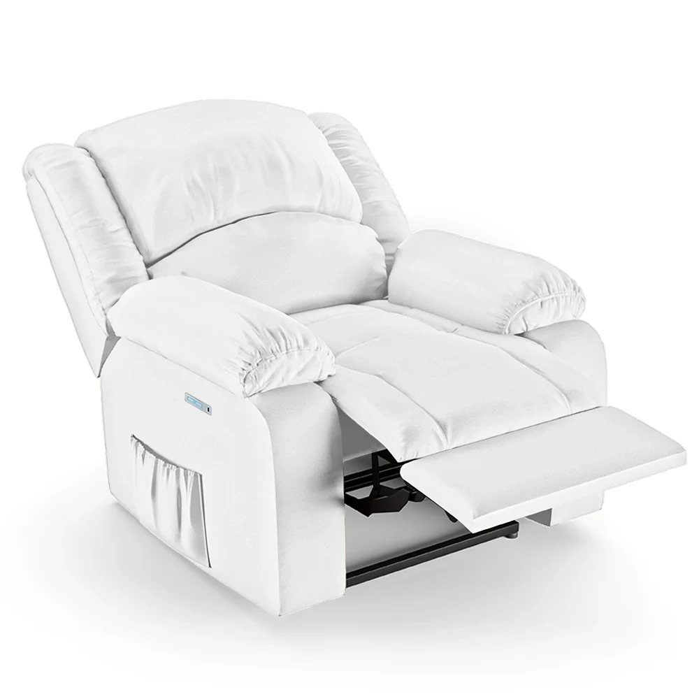 Poltrona do Papai Reclinável Pietra Elétrica LED FH9 PU Branco - Mpozenato