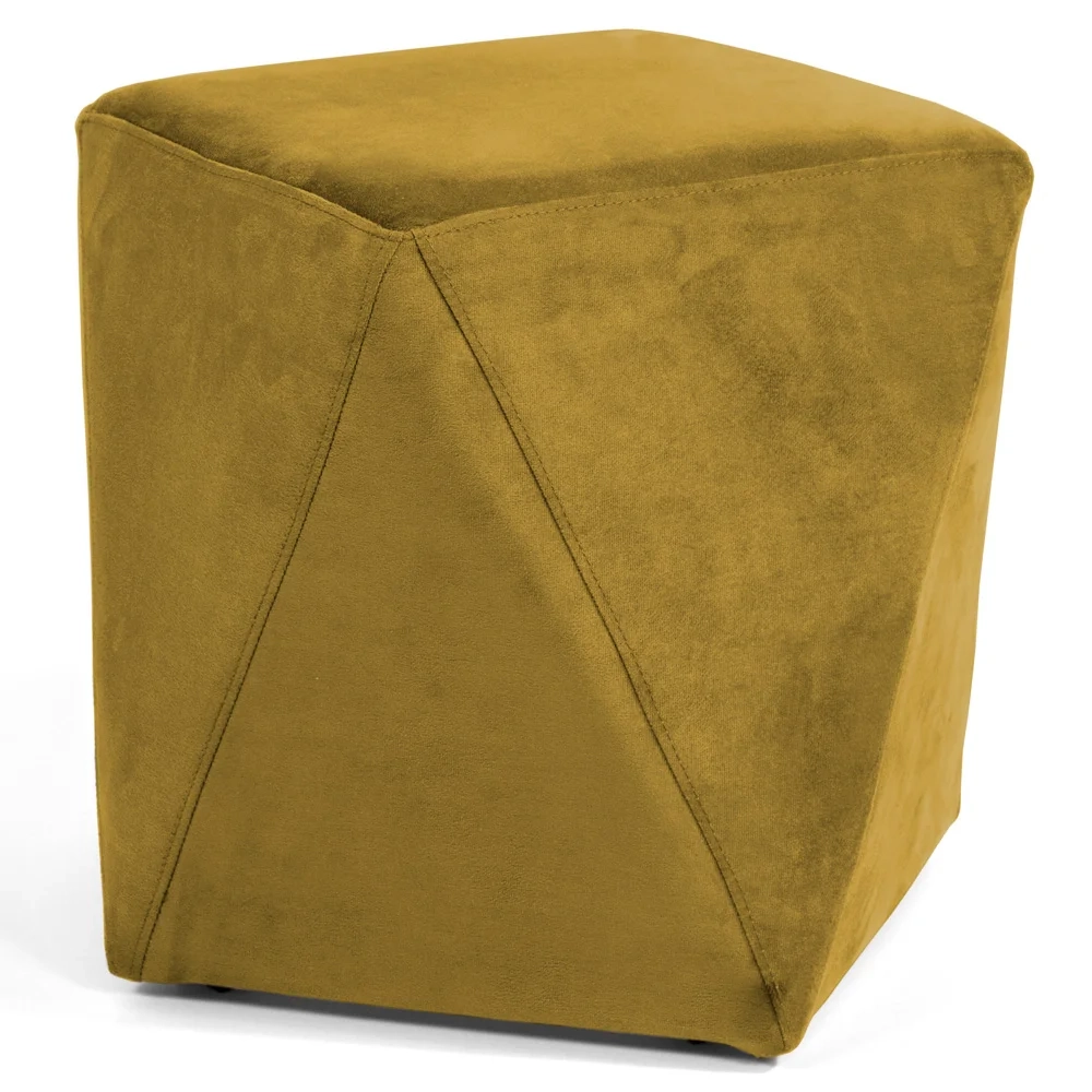 Puff Decorativo Ametista C-279 Veludo Amarelo - Domi