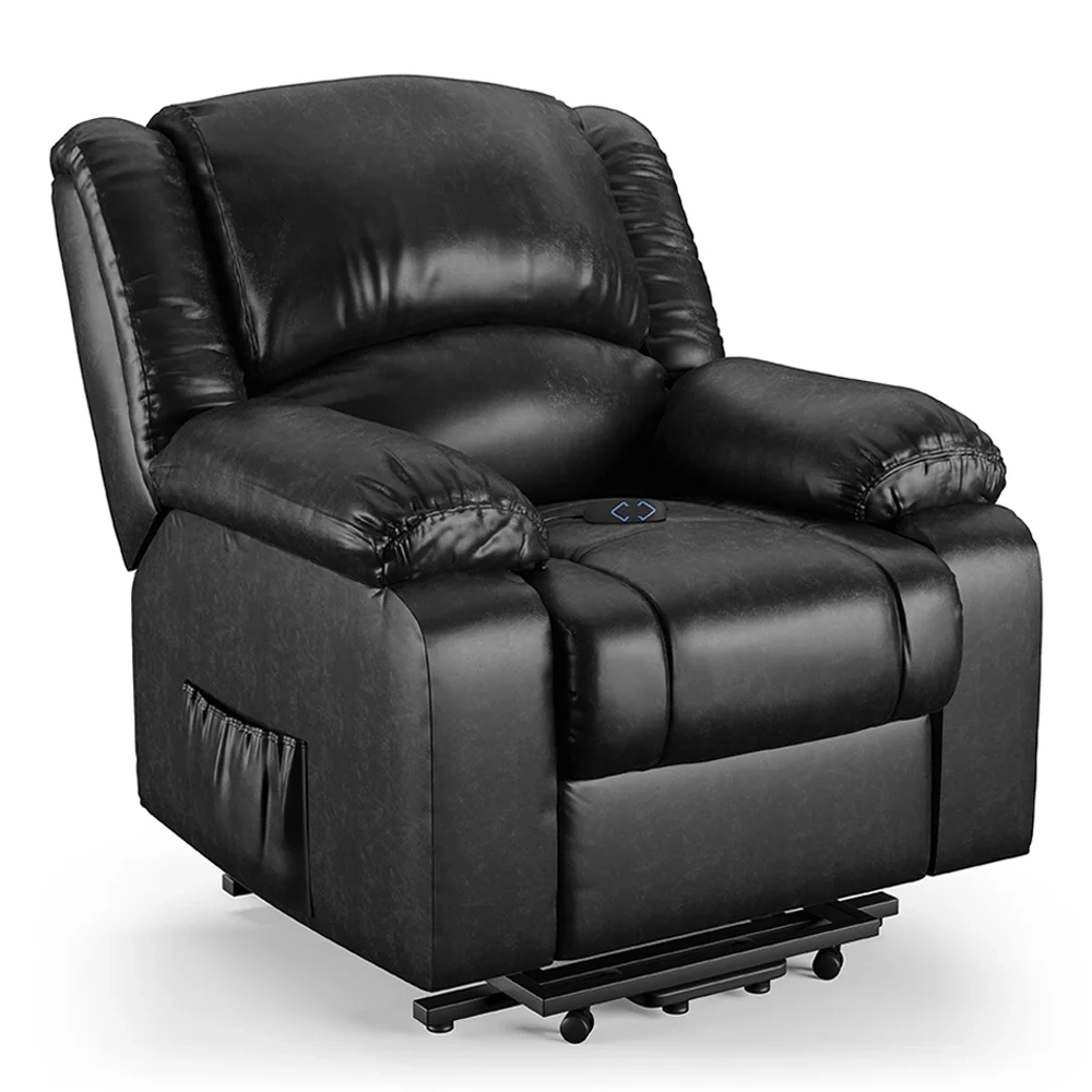 Poltrona do Papai Reclinável Pietra Elevação Lift Elétrico FH9 PU Preto Brilho - Mpozenato