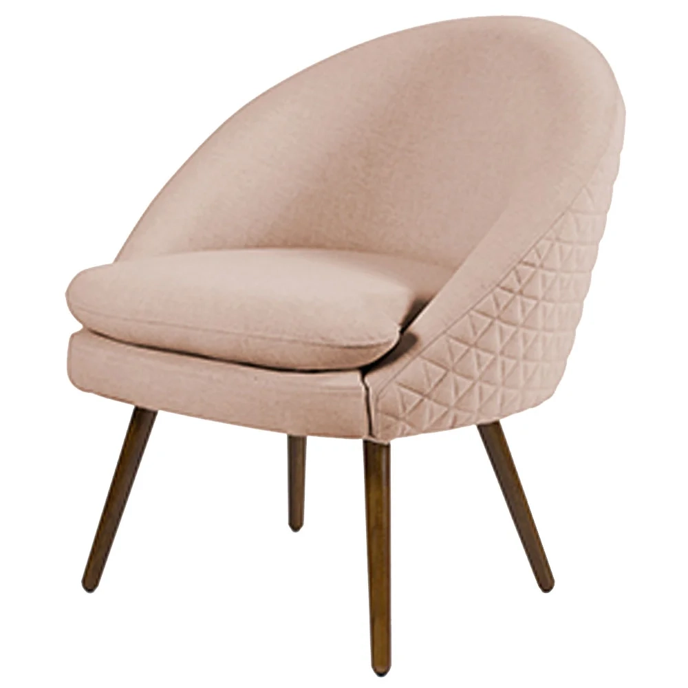 Poltrona Decorativa Pés Palito Rafa C-105 Linho Tressê Rosê - Domi