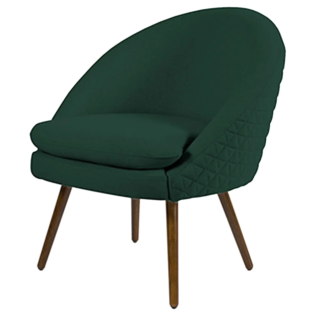 Poltrona Decorativa Pés Palito Rafa C-117 Linho Tressê Verde - Domi