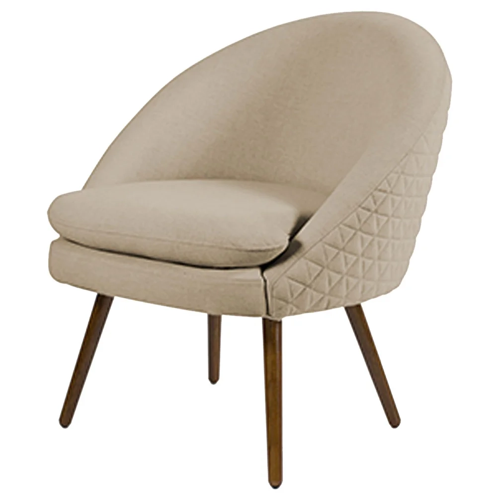 Poltrona Decorativa Pés Palito Rafa C-129 Linho Tressê Bege Escuro - Domi