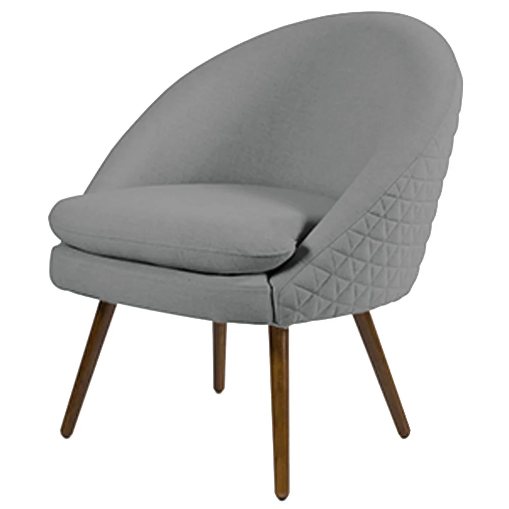 Poltrona Decorativa Pés Palito Rafa C-416 Linho Tressê Cinza Escuro - Domi