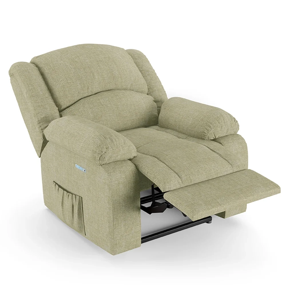Poltrona do Papai Reclinável Pietra Elétrica LED Massagem FH9 Linho Bege - Mpozenato