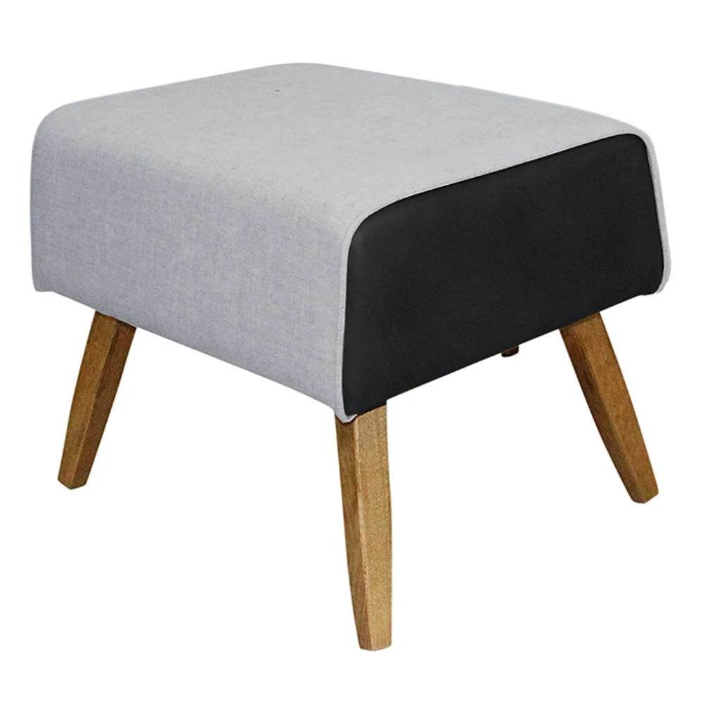 Puff Decorativo Viseo 60cm Lona C-05 Corano D-315 Preto Domi