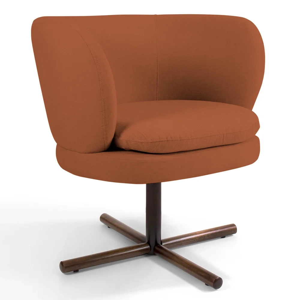 Poltrona Decorativa Sala de Estar Melissa Base Xis Giratória Veludo C-262 Telha - Domi