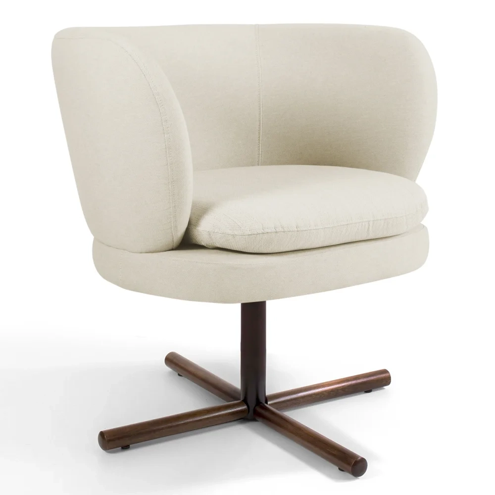 Poltrona Decorativa Sala de Estar Melissa Base Xis Giratória Veludo C-309 Bege - Domi