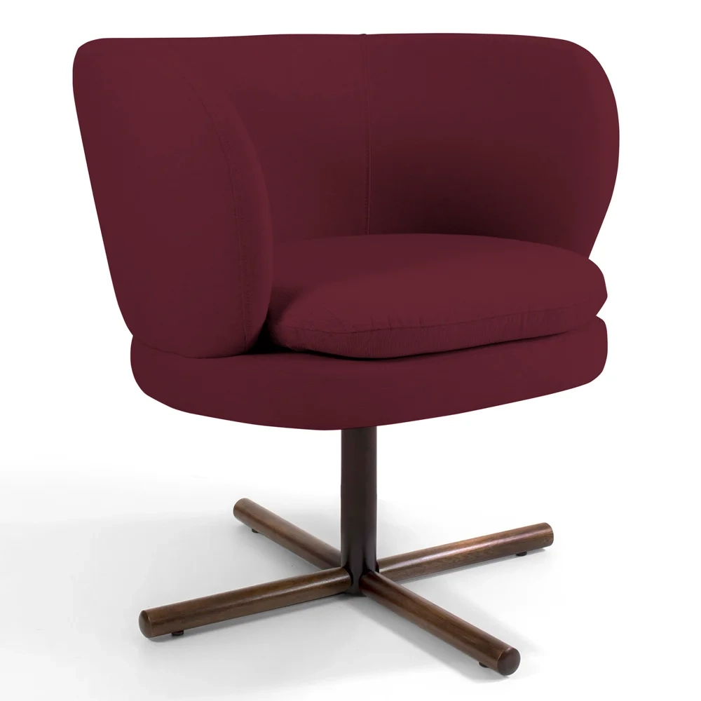 Poltrona Decorativa Sala de Estar Melissa Base Xis Giratória Veludo C-278 Marsala - Domi