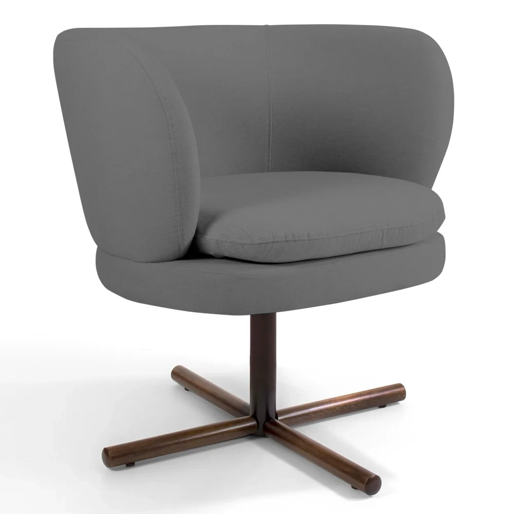 Poltrona Decorativa Sala de Estar Melissa Base Xis Giratória Veludo C-317 Cinza - Domi