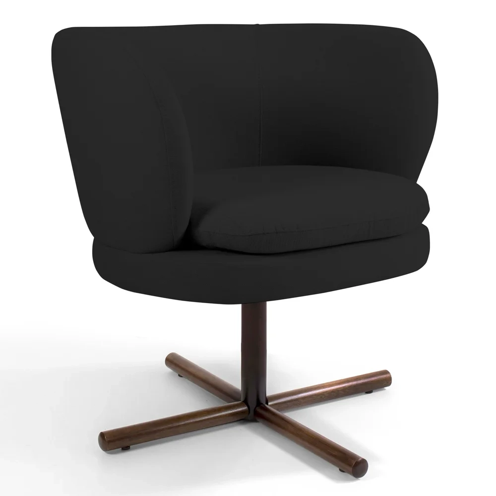 Poltrona Decorativa Sala de Estar Melissa Base Xis Giratória Veludo C-300 Preto - Domi