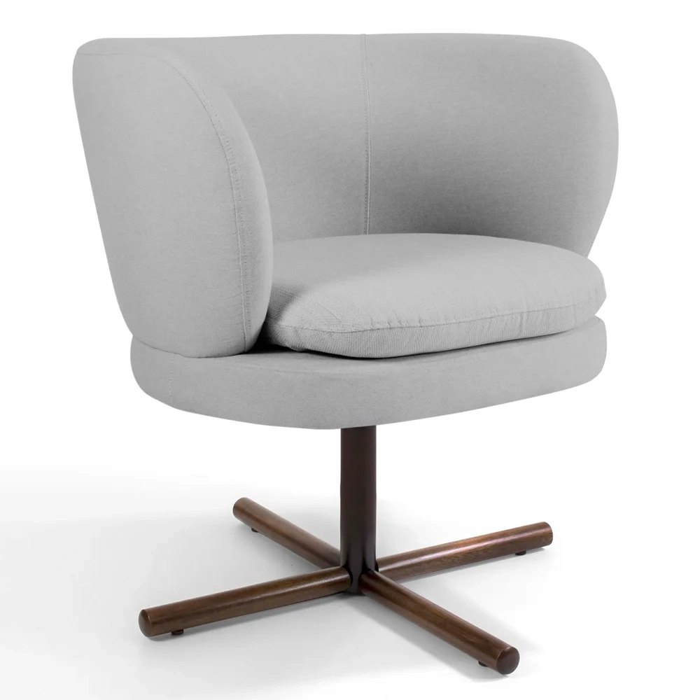 Poltrona Decorativa Sala de Estar Melissa Base Xis Giratória Lona D-315 Cinza Claro - Domi