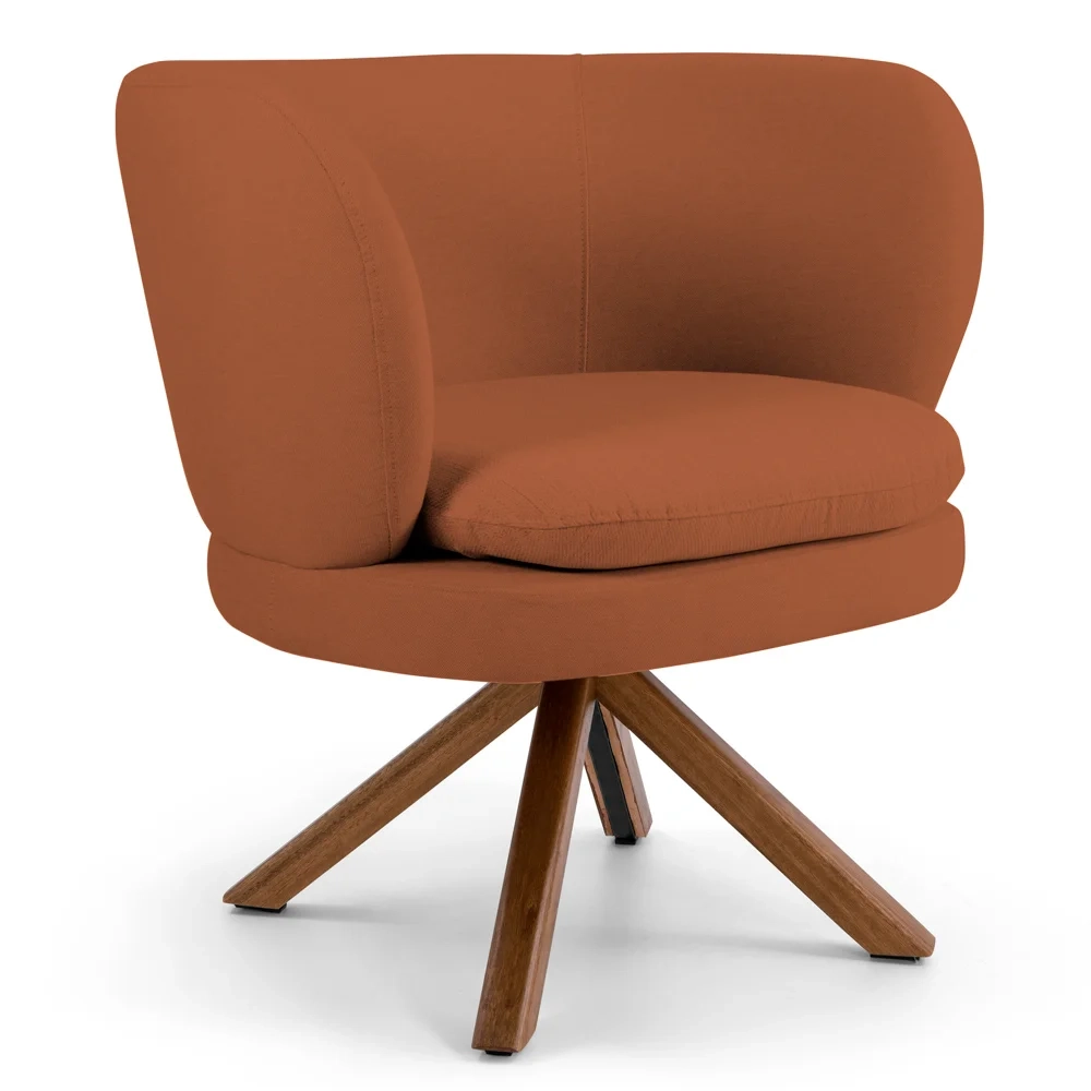 Poltrona Decorativa Sala de Estar Melissa Base Giromad Giratória Veludo C-262 Telha - Domi