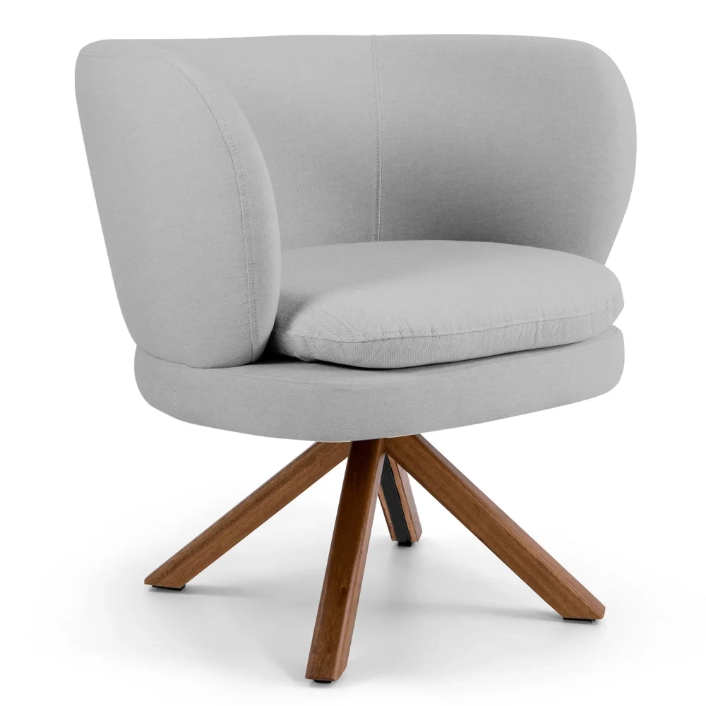 Poltrona Decorativa Sala de Estar Melissa Base Giromad Giratória Lonha D-315 Cinza Claro - Domi