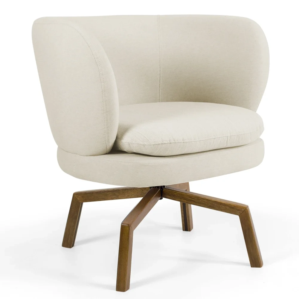 Poltrona Decorativa Sala de Estar Melissa Base Ka Giratória Veludo C-309 Bege - Domi