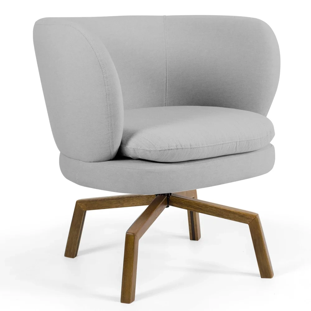 Poltrona Decorativa Sala de Estar Base Ka Giratória Melissa Linho D-315 Cinza Claro - Domi