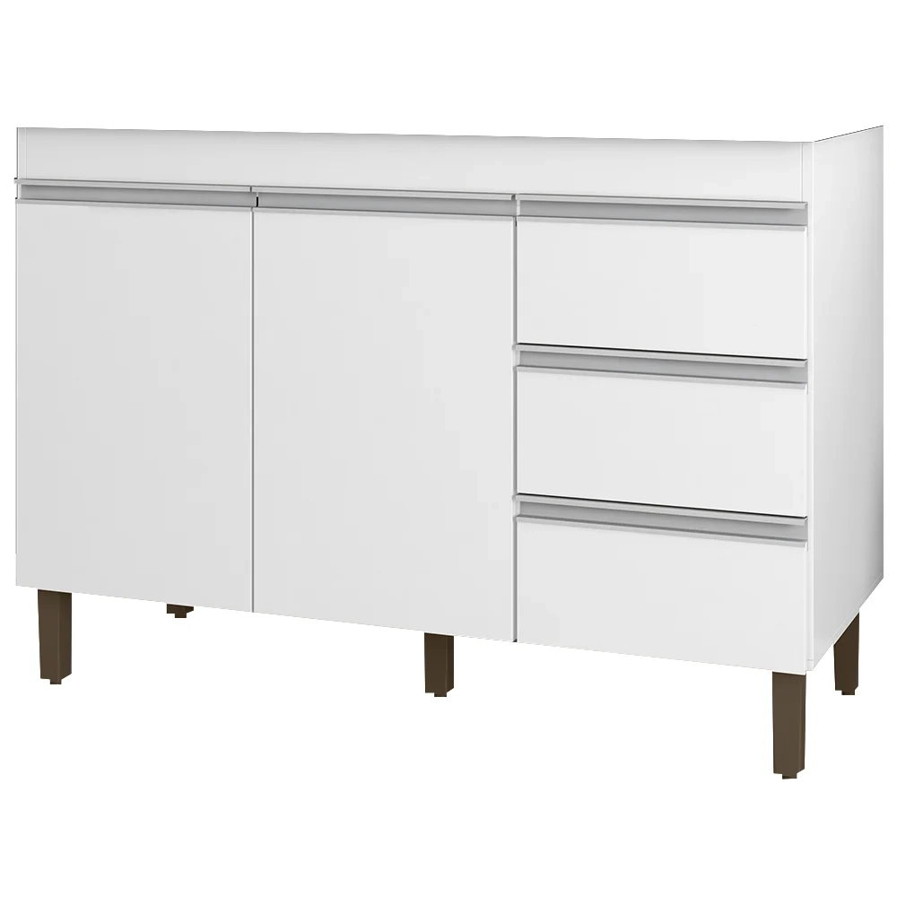 Balcão Gabinete Para Pia 120cm Sem Tampo 2 Portas Karen Z49 Branco - Mpozenato