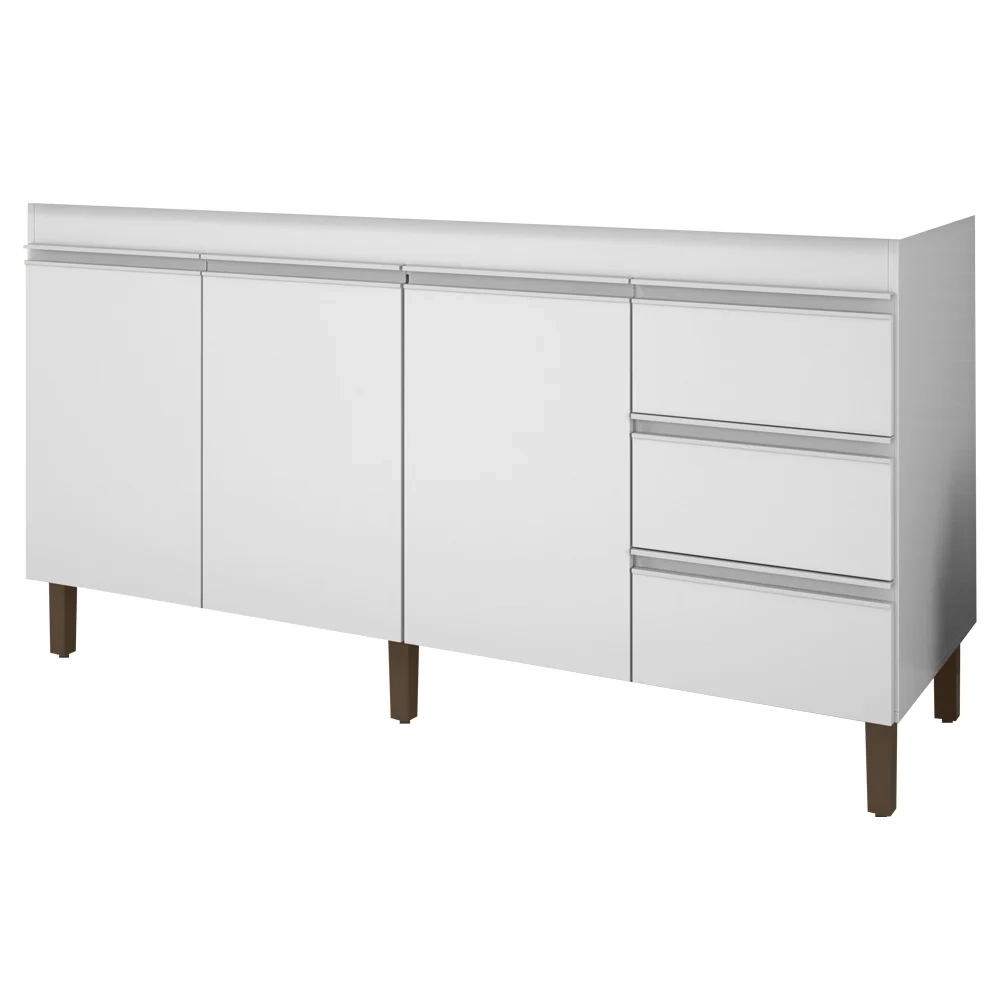 Balcão Gabinete Para Pia 160cm Sem Tampo 3 Portas Karen Z49 Branco - Mpozenato