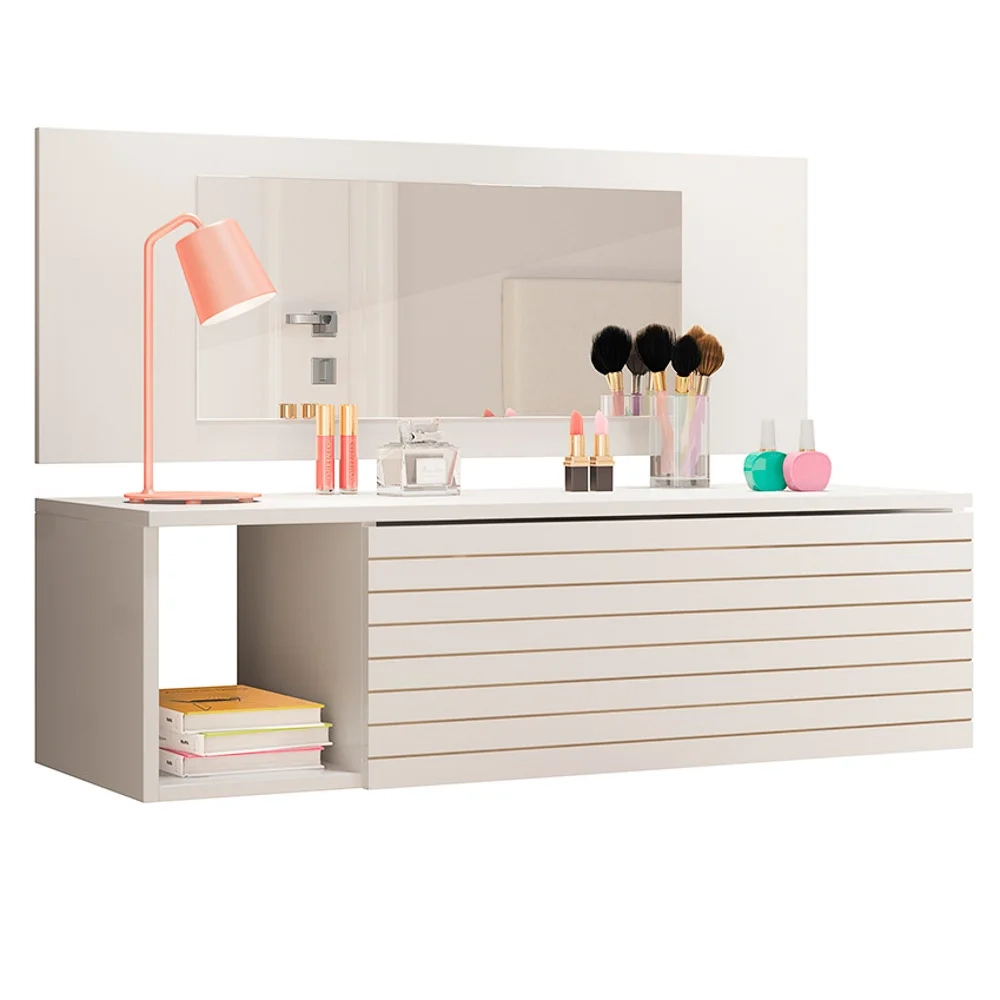 Penteadeira Suspensa com Painel e Espelho Joy Z49 Branco - Mpozenato