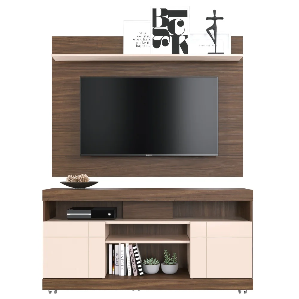 Rack Bancada Yara com Painel para TV até 47 Pol. Maia Nogueira/Off White - Colibri