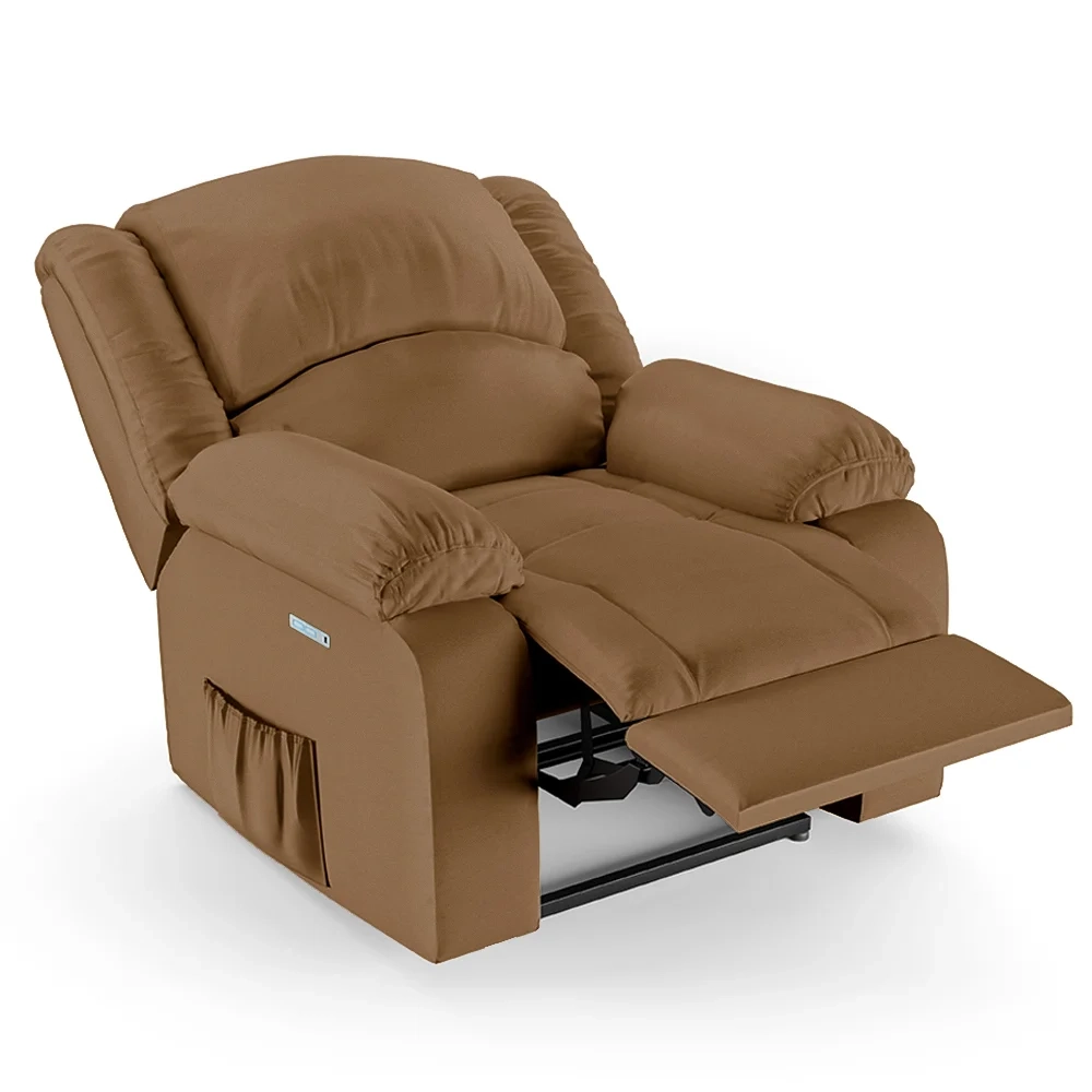 Poltrona do Papai Reclinável Pietra Elétrica LED Massagem FH9 PU Caramelo - Mpozenato