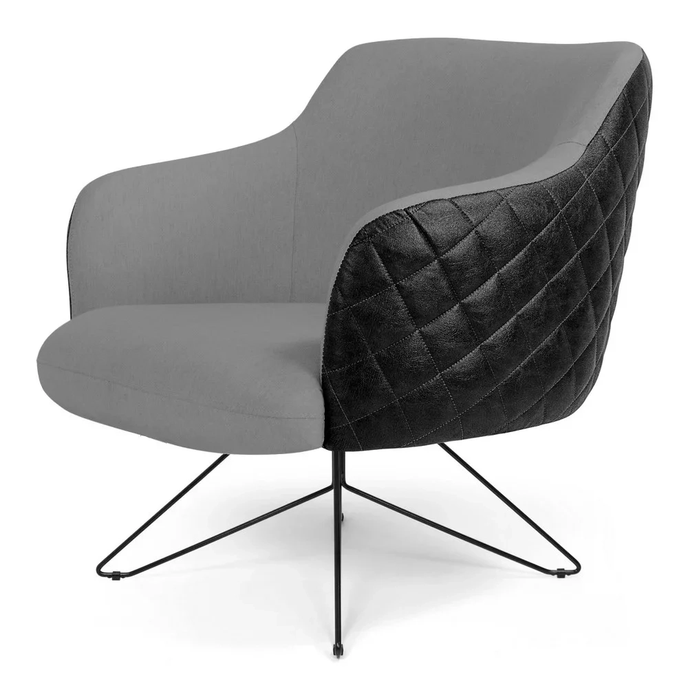 Poltrona Decorativa Jade C-416 Corano/Linho Cinza Escuro - Domi