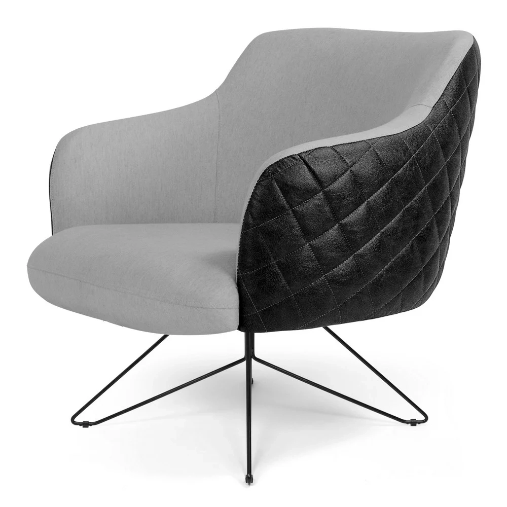 Poltrona Decorativa Jade Base Orby Fixa Corano Tressê Lona D-05/D-315 Cinza Claro - Domi