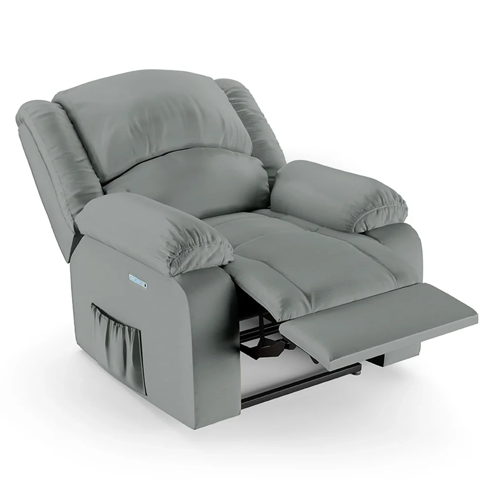 Poltrona do Papai Reclinável Pietra Elétrica LED Massagem FH9 PU Cinza - Mpozenato