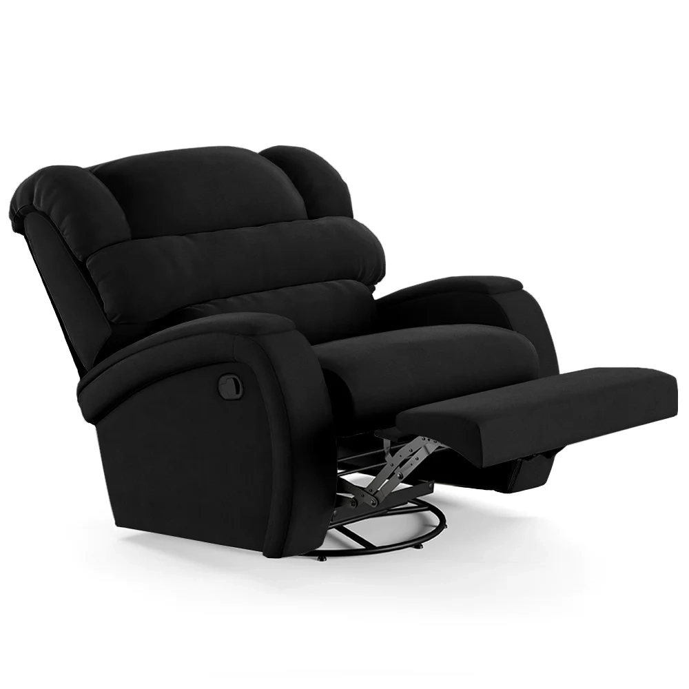 Poltrona do Papai Reclinável Kalie Glider Giratória FH9 Veludo Preto - Mpozenato