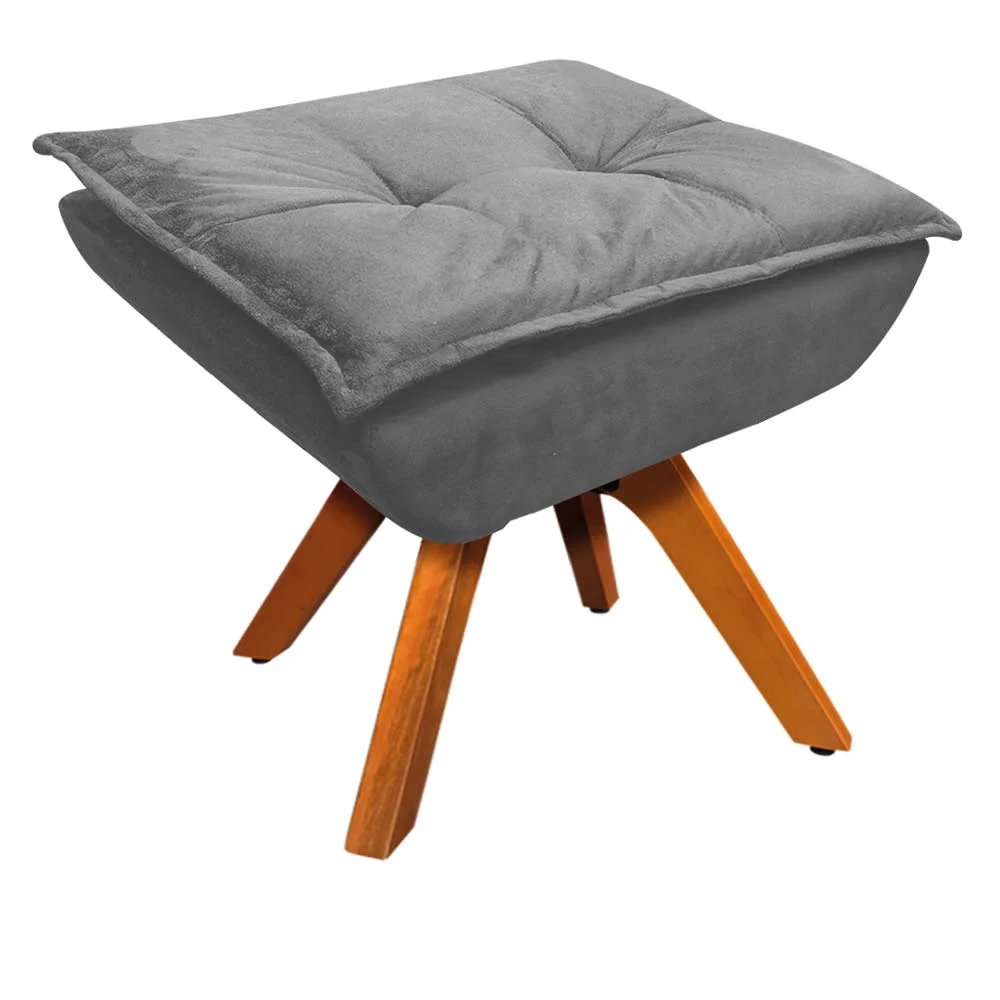 Puff Decorativo Sala de Estar Base Giratória Giromad Opla Suede Grafite - Ibiza