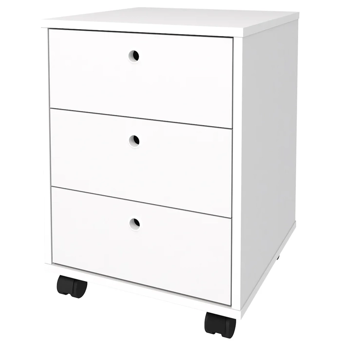 Gaveteiro Escritório 60cm Rodízios 3 Gavetas New Branco - Artany