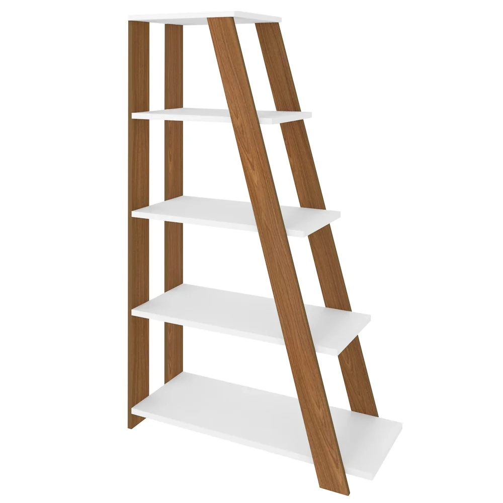 Estante Livreiro Multiuso Decorativa Star 5 Prateleiras Freijo/Branco - Artany