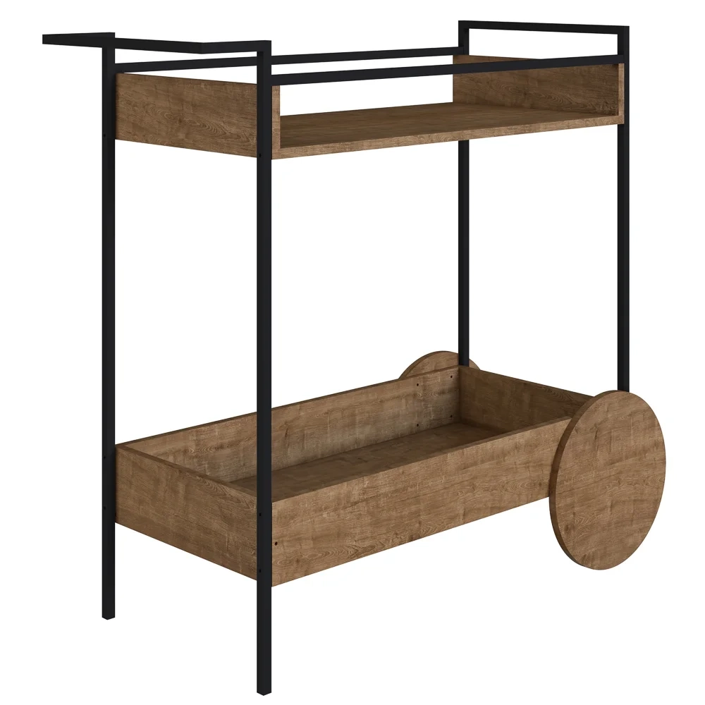 Carrinho Bar 2 Caixas Estilo Industrial Steel Quadra 27850 Vermont/Preto - Artesano