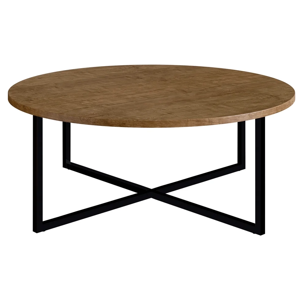 Mesa De Centro Redonda Baixa Volpi 27856 Vermont Base Preta - Artesano