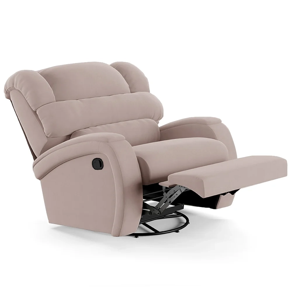 Poltrona do Papai Reclinável Kalie Glider Giratória FH9 Veludo Rosê - Mpozenato