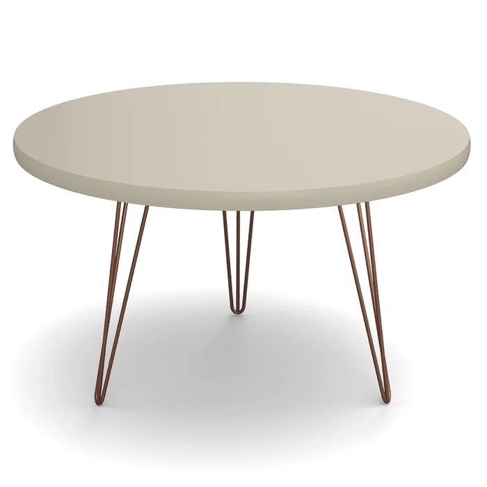Mesa de Centro Redonda Base Aço Evolution Off White - Patrimar