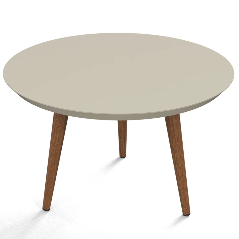 Mesa de Centro Redonda Pés Madeira Luna 590 Off White - Patrimar