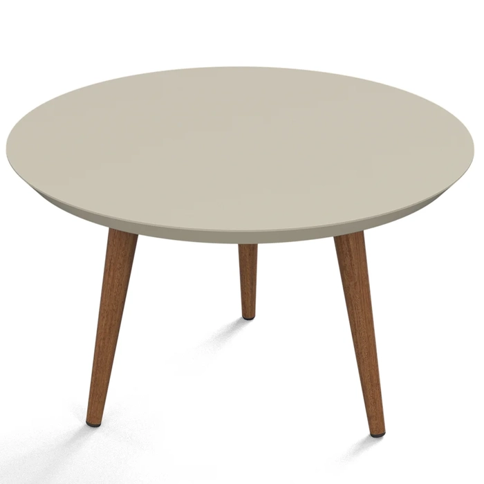 Mesa de Centro Redonda Pés Madeira Luna 590 Off White - Patrimar